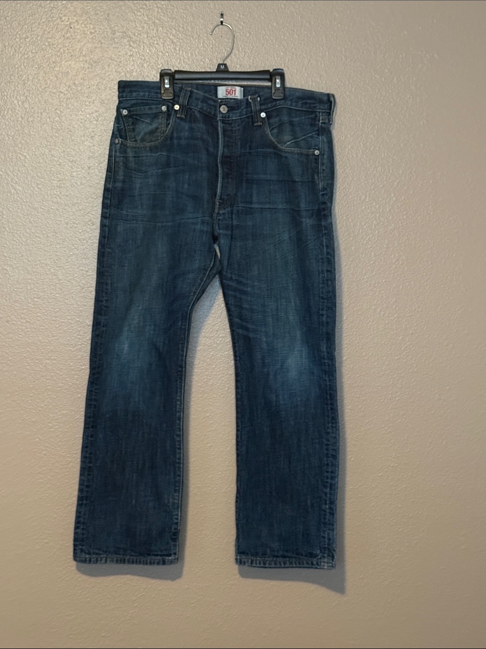 Levi's 501 Straight Men’s Jeans - Dark Blue Wash Button Fly 34-30